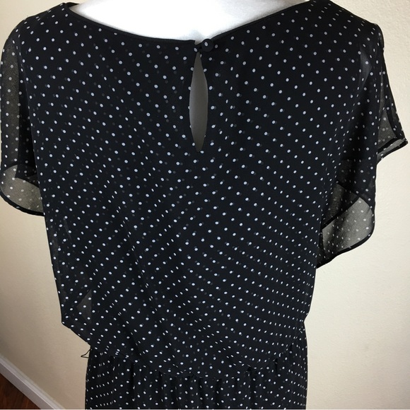 White House Black Market Women's Black with White Polka Dot Dress Size 10 - Picture 7 of 9